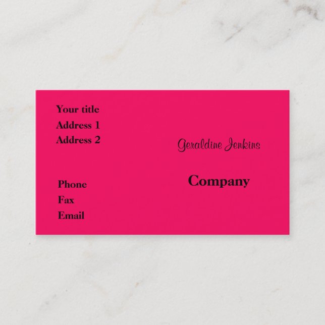 Tarjeta De Visita Rosa (Anverso)