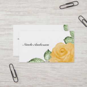 Tarjeta De Visita Rosa Amarilla Chic Elegante Floral País Rústico