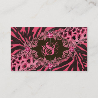 Tarjeta De Visita Rosa animal del leopardo de la cebra de las