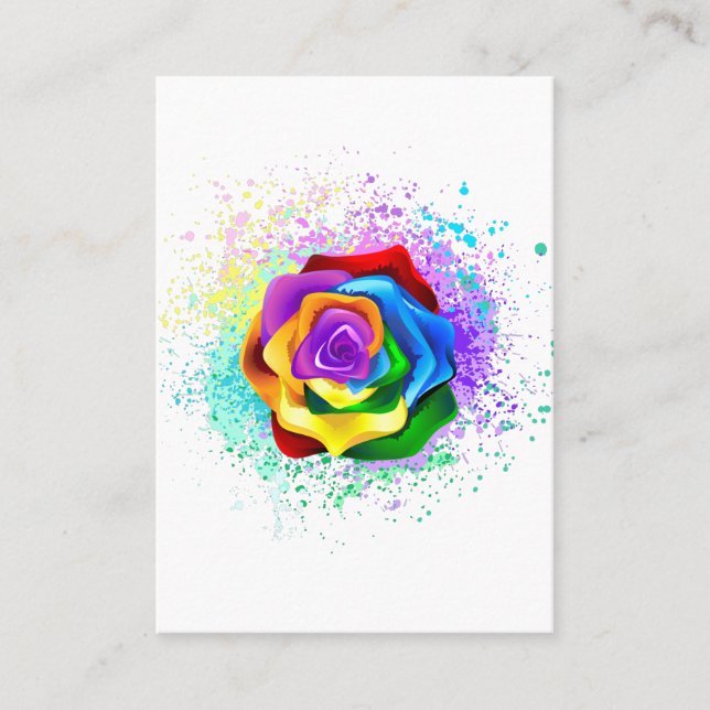 Tarjeta De Visita Rosa arcoiris colorido (Anverso)