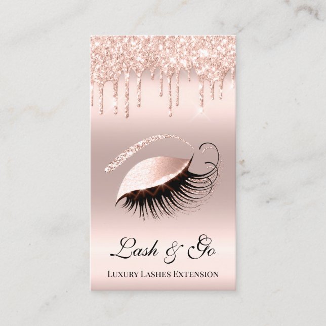 Tarjeta De Visita Rosa Artista de maquillaje Rosa Lash Extension Dri (Anverso)