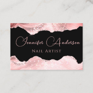 Tarjeta De Visita Rosa Artista de uñas para diseño de ágata rosada