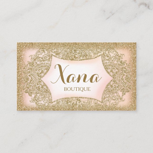 Tarjeta De Visita Rosa atractivo del purpurina del oro de 311 (Anverso)