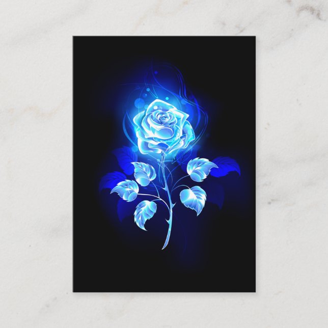 Tarjeta De Visita Rosa azul en llamas (Anverso)