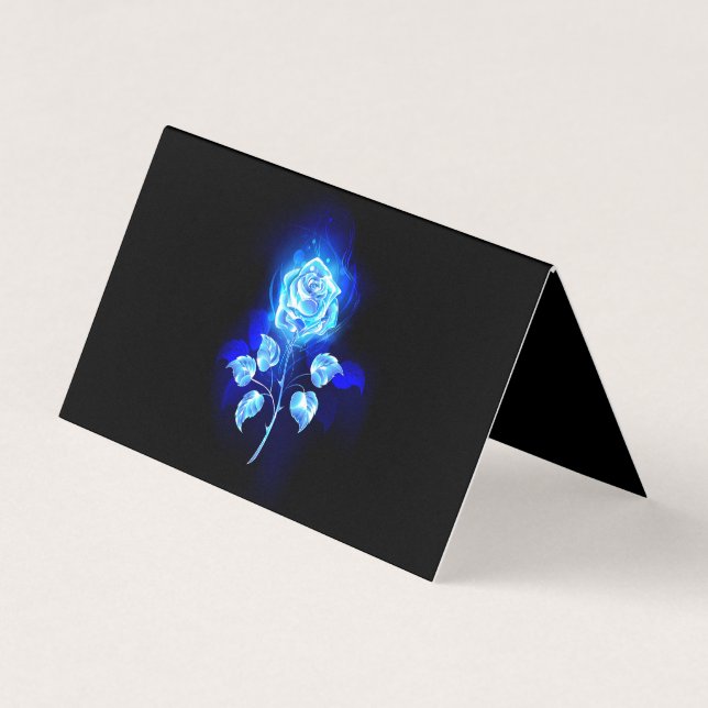 Tarjeta De Visita Rosa azul en llamas (Anverso)