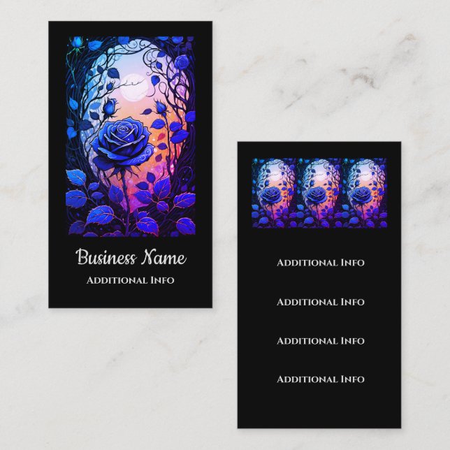Tarjeta De Visita Rosa azul Vines 3 (Anverso / Reverso)