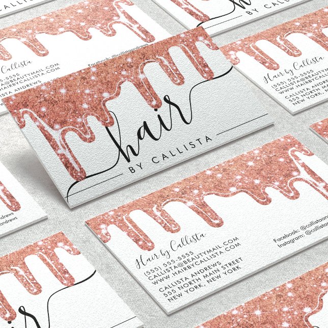 Tarjeta De Visita Rosa Blanca Oro Chunky Purpurina Grueso Perfora El (Subido por el creador)