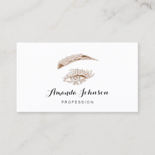 Tarjeta De Visita Rosa blanco del logotipo de maquillaje de los cord