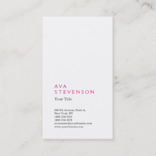 Tarjeta De Visita Rosa Blanco Minimalista Plano Moderno Profesional