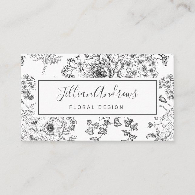 Tarjeta De Visita Rosa blanco simple profesional de diseño floral (Anverso)