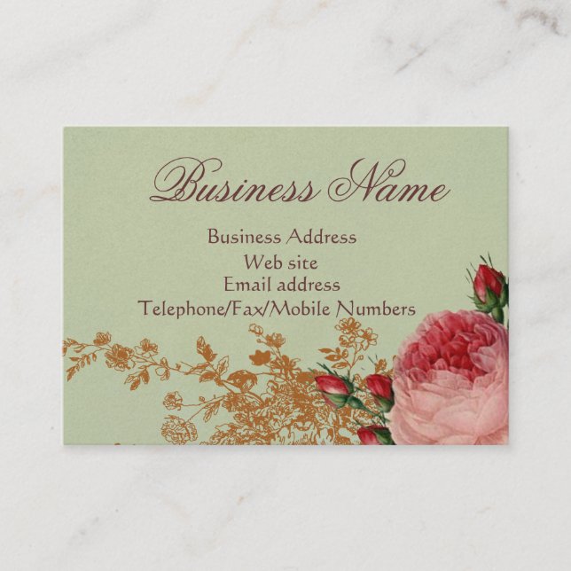 Tarjeta De Visita Rosa Blenheim - Elegante Plata verde sabana (Anverso)