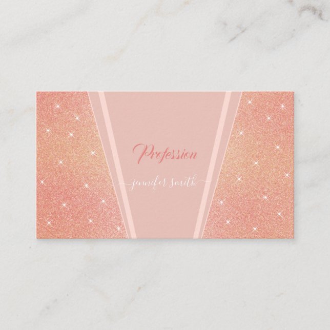 Tarjeta De Visita Rosa bonito Purpurina de oro foto Personalizado ro (Anverso)