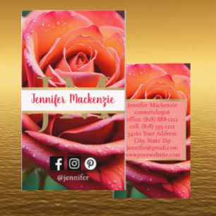 Tarjeta De Visita Rosa Bonito y Rosa Melocotón Generado por IA