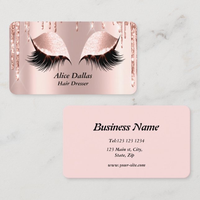Tarjeta De Visita Rosa brillante personalizado oro Girly Metálico mo (Anverso / Reverso)
