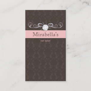 Tarjeta De Visita Rosa Brown del remolino del damasco de la joyería