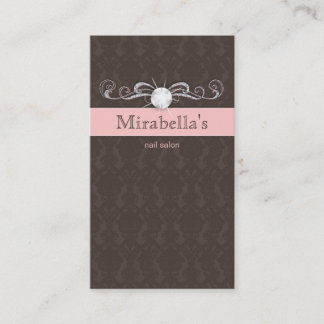 Tarjeta De Visita Rosa Brown del remolino del damasco de la joyería