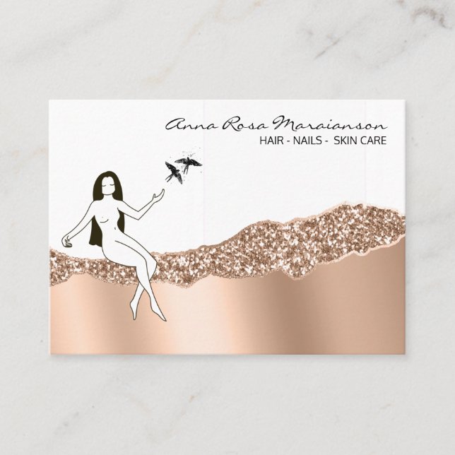Tarjeta De Visita *~* Rosa Cabello de Oro Noche Diosa Belleza (Anverso)
