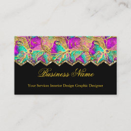 Tarjeta De Visita Rosa Caliente Abstracto Púrpura Teal Oro Negro