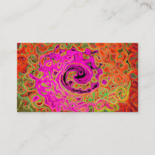 Tarjeta De Visita Rosa Caliente Groovy Abstracto Retro Torbellino Lí