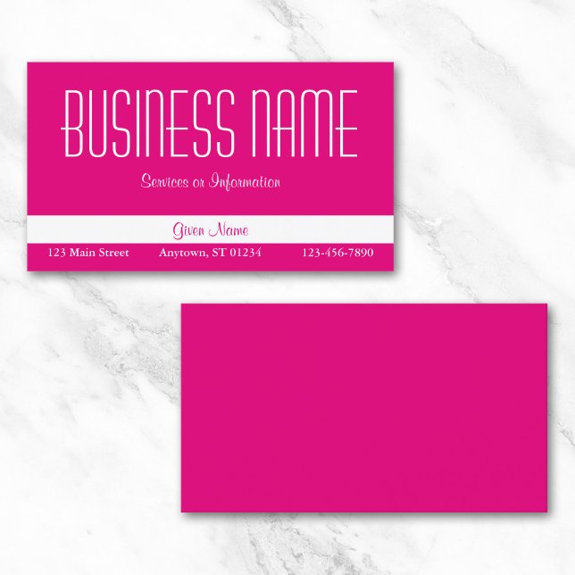 Tarjeta De Visita Rosa Caliente y Blanco (Hot Pink and White Business Card)