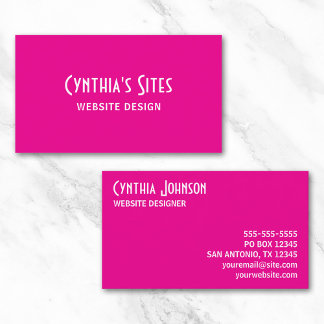 Tarjeta De Visita Rosa Caliente y Blanco Retro Negrita