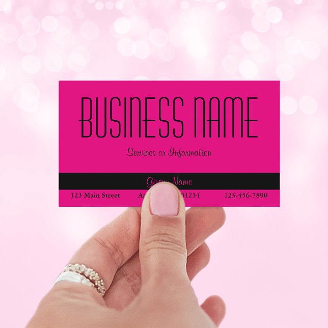 Tarjeta De Visita Rosa caliente y negro (Hot Pink and Black Business Card)