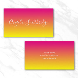 Tarjeta De Visita Rosa caliente y ombre amarillo
