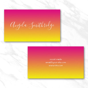 Tarjeta De Visita Rosa caliente y ombre amarillo