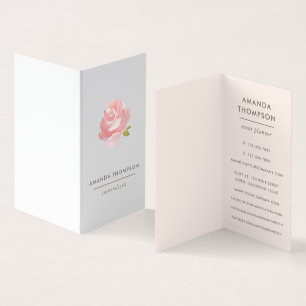 Tarjeta De Visita Rosa Chic de Acuarela Rosa Beige