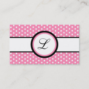 Tarjeta de visita rosa clara de Polkadot Pokadot