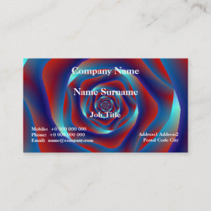 Tarjeta de visita Rosa clásica roja y azul