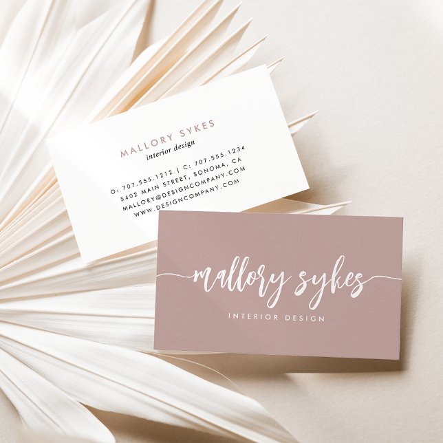 Tarjeta De Visita Rosa Clay | Script de firma moderno (Subido por el creador)