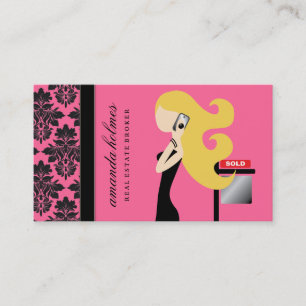 Tarjeta De Visita rosa color de rosa rubio del fashionista el   del