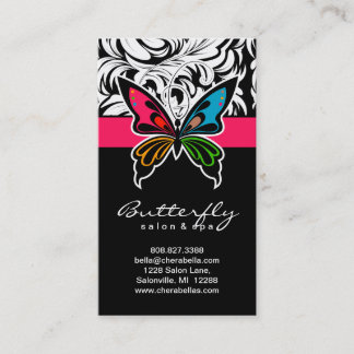 Tarjeta De Visita Rosa colorido de la mariposa del balneario de las