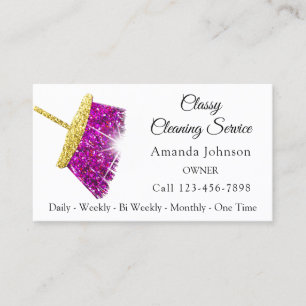 Tarjeta De Visita Rosa con clase del fucsia del oro de la criada del