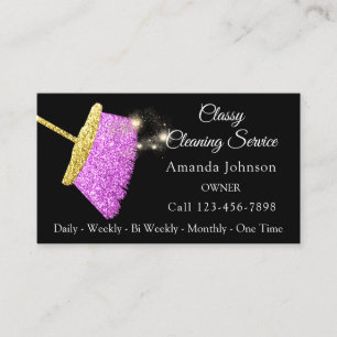 Tarjeta De Visita Rosa con clase del fucsia del oro del servicio de