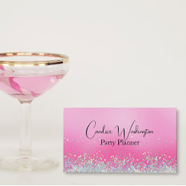 Tarjeta De Visita Rosa con confetti esparkling