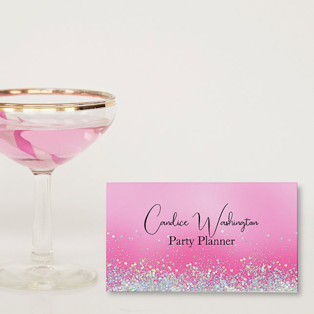 Tarjeta De Visita Rosa con confetti esparkling (Subido por el creador)