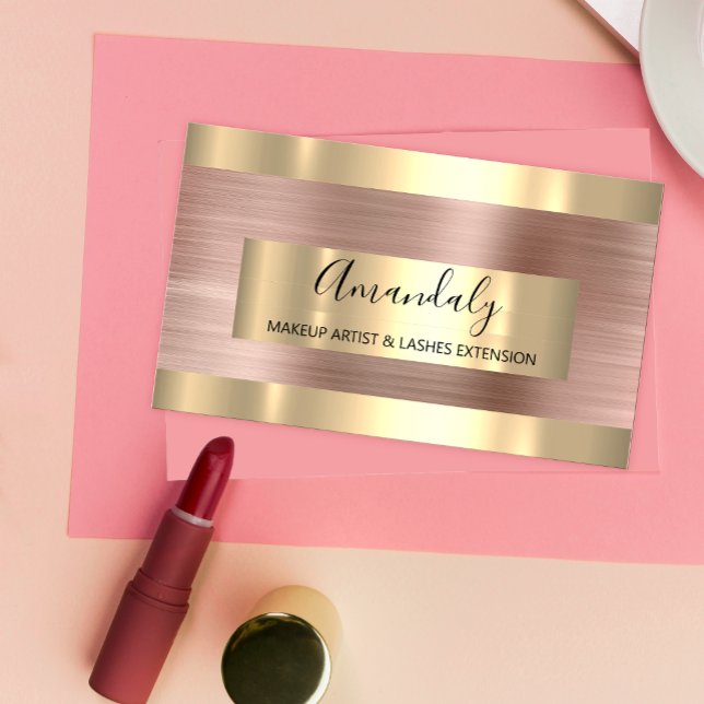 Tarjeta De Visita Rosa con el planificador de eventos Gold Frame Bru (Subido por el creador)