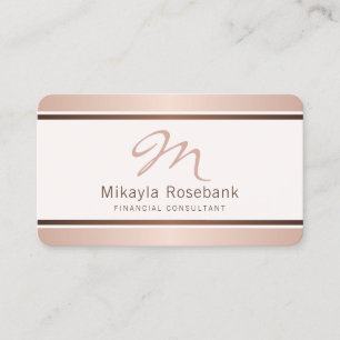Tarjeta De Visita Rosa Consultor Profesional de Monograma con Guión