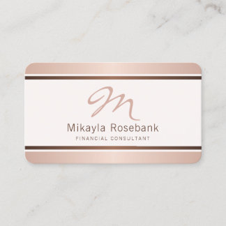 Tarjeta De Visita Rosa Consultor Profesional de Monograma con Guión