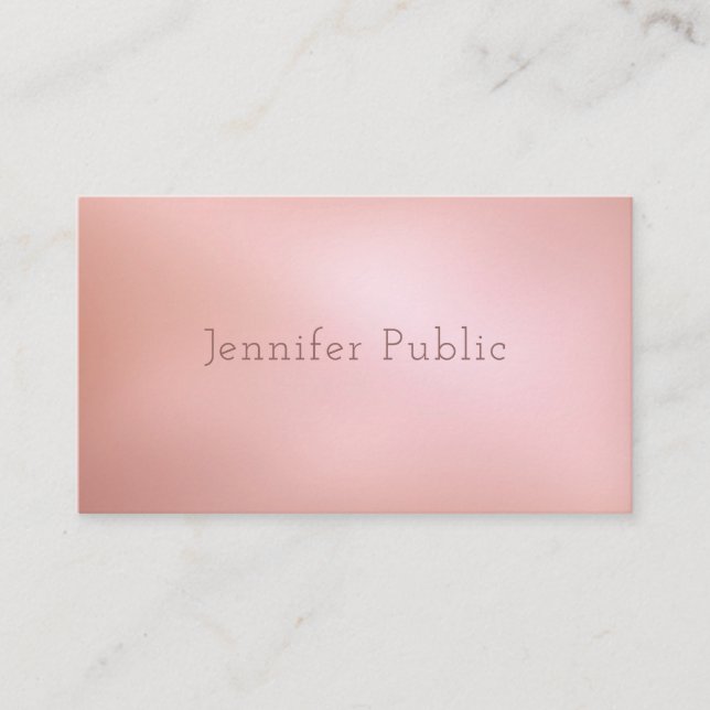 Tarjeta De Visita Rosa creativo Llanura profesional moderna de oro (Anverso)