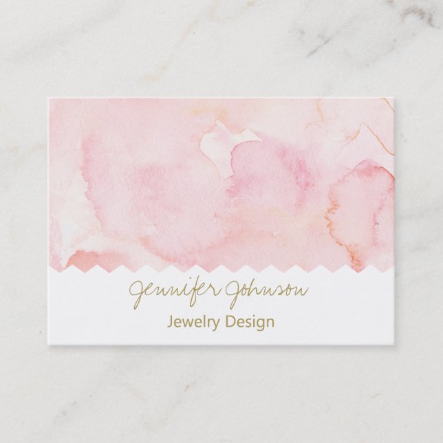 Tarjeta De Visita Rosa de acuarela de diseño de joyas de patrón (Anverso)