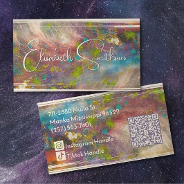 Tarjeta De Visita Rosa de acuarela holográfica rosada Rubor Girly do
