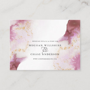 Tarjeta De Visita Rosa de acuarela Quartz Gold Geode BarefootBride™