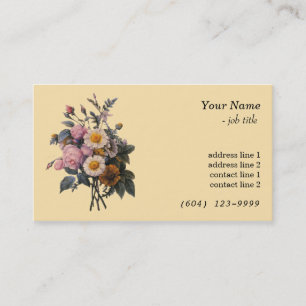 Tarjeta De Visita Rosa de arte botánico y flores de margarita