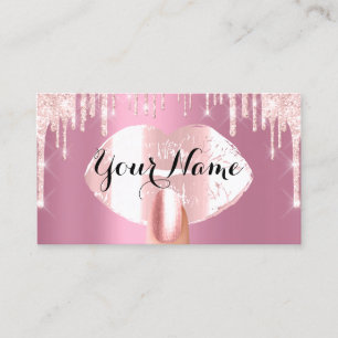 Tarjeta De Visita Rosa de arte de maquillaje de uñas gotea sobre el