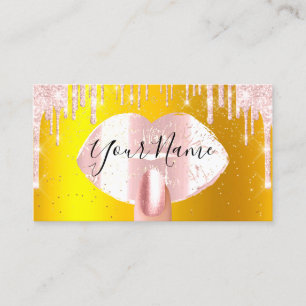 Tarjeta De Visita Rosa de arte de maquillaje de uñas gotea sobre lo