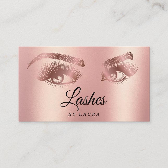 Tarjeta De Visita Rosa de artista de maquillaje de latigazos (Anverso)