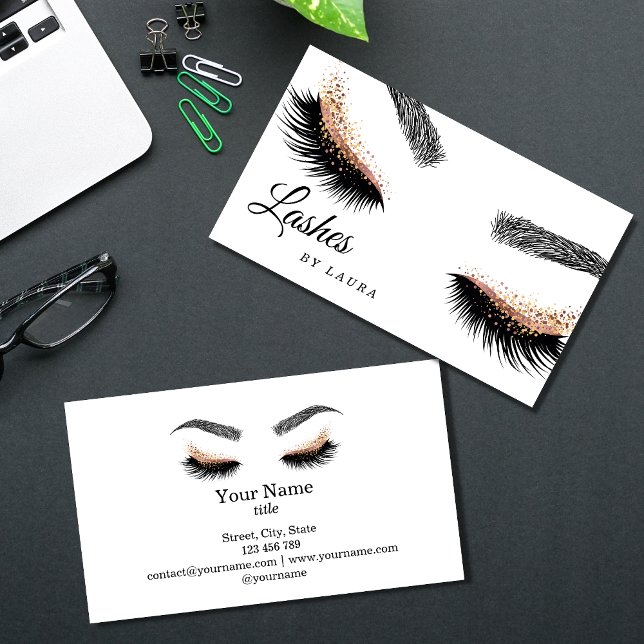 Tarjeta De Visita Rosa de artista de maquillaje de latigazos (Subido por el creador)
